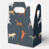 馬のプリントパターン、男の子の女の子と子供、馬の贈り物 フェイバーボックス (オープン)