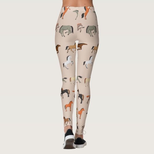 馬のプリントパターン、男の子の女の子と子供、馬の贈り物 レギンス (裏面)