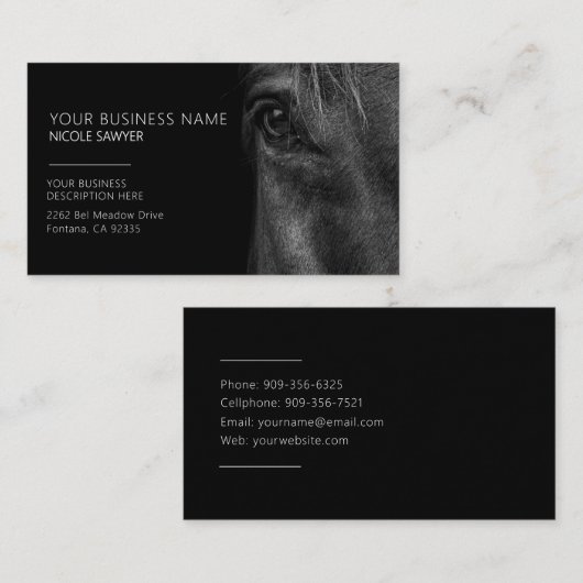 馬のプロフィパーソナライズされたルウマ科のフ 名刺 (正面/裏面)