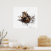 馬のベクターコラージュに乗るアラゴーン ポスター (キッチン)