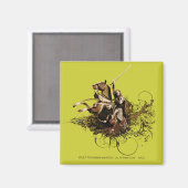 馬のベクターコラージュに乗るアラゴーン マグネット (正面/裏面)