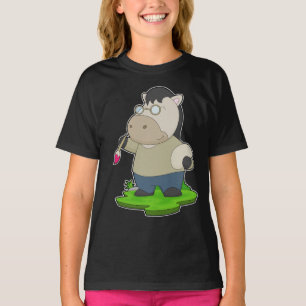 馬のペイ絵を描ントのブ絵を描ラシ Tシャツ
