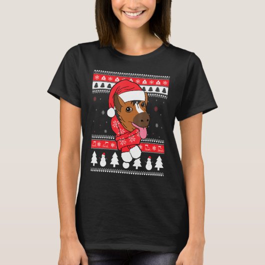 馬のペットの醜いクリスマス Tシャツ (正面)