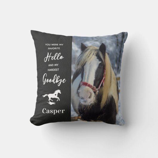 馬のペット記念写真素朴 クッション (正面)