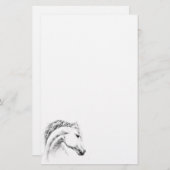 馬のポートレートの鉛筆のスケッチの文房具 便箋 (正面/裏面)