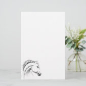 馬のポートレートの鉛筆のスケッチの文房具 便箋 (スタンド正面)