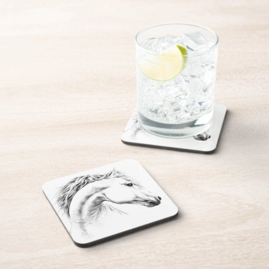 馬のポートレートの鉛筆の芸術のコースター コースター (右側)