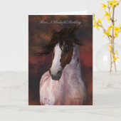 馬のポートレート誕生日グリーティングカード カード (黄色い花)