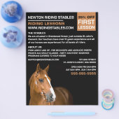 馬のポートレート、乗馬インストラクター、アカデミー チラシ (シングル)