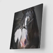 馬のポートレートII スクエア壁時計 (傾斜)