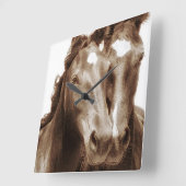 馬のポートレートIII スクエア壁時計 (傾斜)