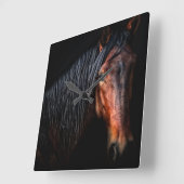 馬のポートレートVII スクエア壁時計 (傾斜)