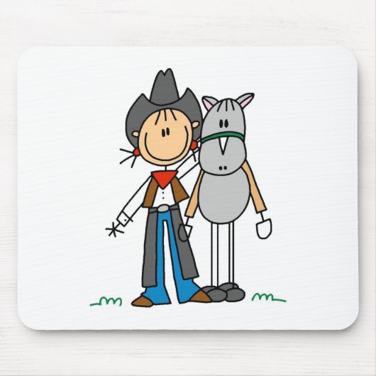 馬のマウスパッドの棒の姿の女性のカーボーイ マウスパッド (正面)