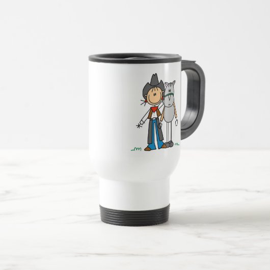 馬のマグを持つ棒の姿の女性のカーボーイ トラベルマグ (正面右)