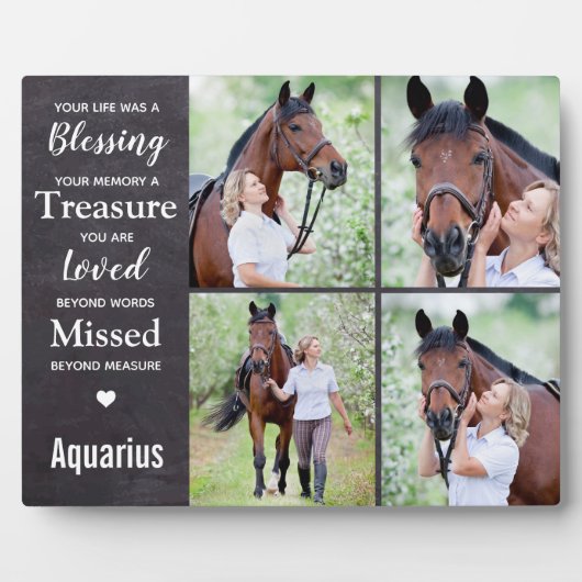 馬のメモリアル写真コラージュ フォトプラーク (正面)