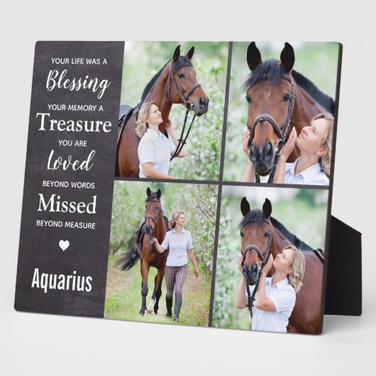 馬のメモリアル写真コラージュ フォトプラーク (側面)