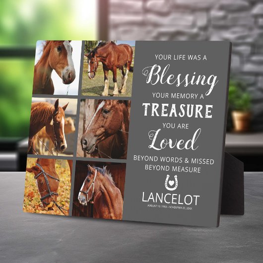 馬のメモリアル写真コラージュ フォトプラーク