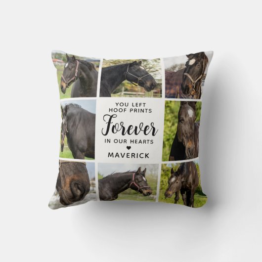 馬のメモリパーソナライズされたーペットコラージュ クッション (裏面)