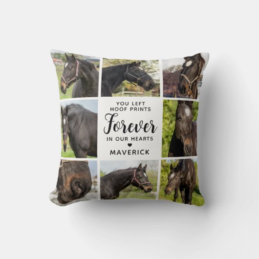馬のメモリパーソナライズされたーペットコラージュ クッション (正面)