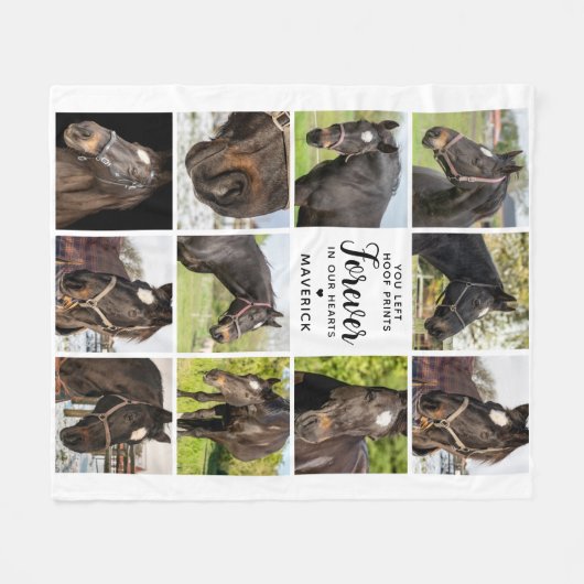 馬のメモリパーソナライズされたーペットコラージュ フリースブランケット (正面(横))