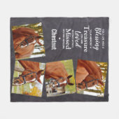 馬のメモリパーソナライズされたーペットコラージュ フリースブランケット (正面(横))