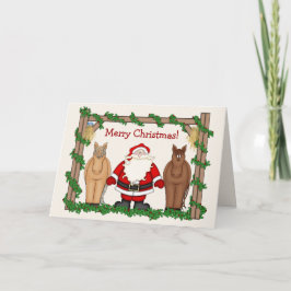 馬のメリークリスマスのおもしろいなサンタクロース シーズンカード