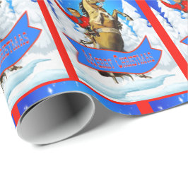馬のメリークリスマスの西部のカウボーイ ラッピングペーパー