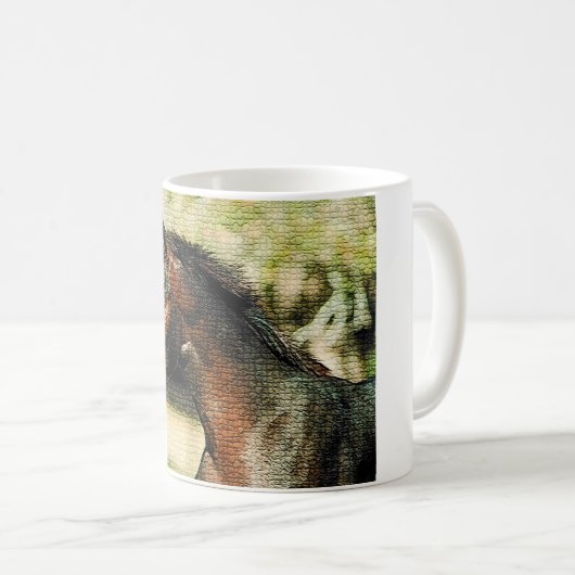 馬のモザイクタイルの顔 コーヒーマグカップ (正面右)