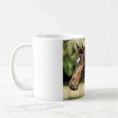 馬のモザイクタイルの顔 コーヒーマグカップ (左)