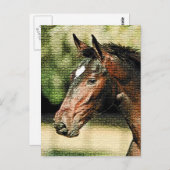 馬のモザイクタイルの顔 ポストカード (正面/裏面)