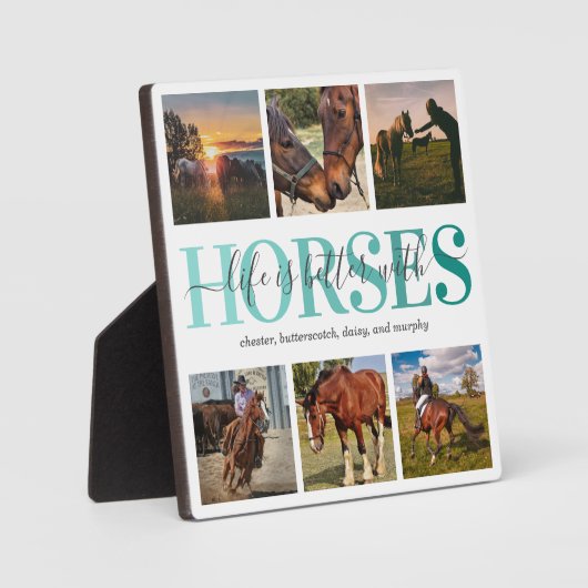 馬のモダン写真コラージュ フォトプラーク (正面)
