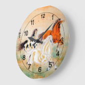 馬のモチーフのヴィンテージのチャイニーズ・ウオールの時計 ラージ壁時計 (傾斜)