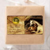 馬のモノグラム茶色の黄色のアラブのテント ラベル (インサイチュ)