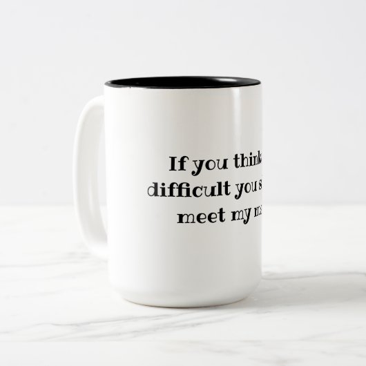 馬のライダおもしろいー馬乗り馬乗りトレーナーギフト馬 ツートーンマグカップ (正面左)