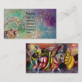 馬のライダー、夜の音楽の青い金ゴールドきらめき 名刺 (正面/裏面)