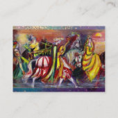 馬のライダー、夜の音楽ティール(緑がかった色)金ゴールドきらめく 名刺 (裏面)