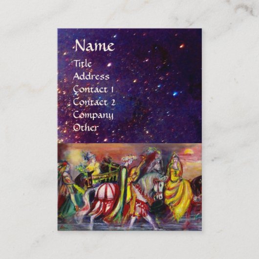 馬のライダー、夜の音楽ファンタジーブルー 名刺 (正面)