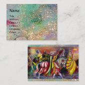 馬のライダー、夜の音楽金ゴールド青い輝き 名刺 (正面/裏面)