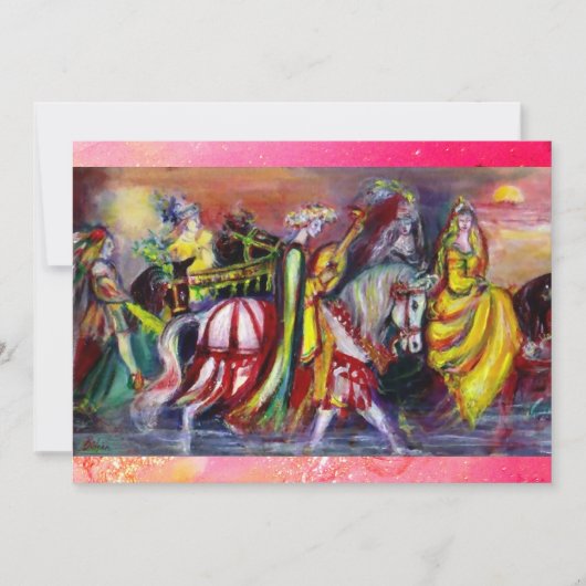 馬のライダー、夜の音楽、ピンクの金ゴールドきらめき 案内状 (正面)