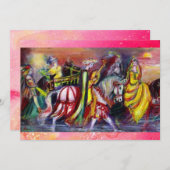 馬のライダー、夜の音楽、ピンクの金ゴールドきらめき 案内状 (正面/裏面)