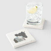 馬のライトストーンのコースターを保持する人 ストーンコースター (横)