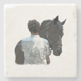 馬のライトストーンのコースターを保持する人 ストーンコースター