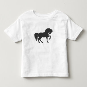 馬のランニングシルエット-背景色を選択 トドラーTシャツ