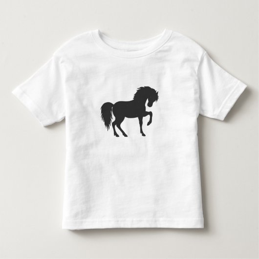 馬のランニングシルエット-背景色を選択 トドラーTシャツ (正面)