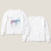 馬のロングスリーブシャツ 少女用 – 冬の馬デザイン (デザイン 正面&背面)