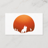 馬のワイルドウェストの夕日の風景を持つカウボーイ 名刺 (裏面)