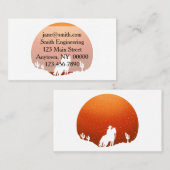 馬のワイルドウェストの夕日の風景を持つカウボーイ 名刺 (正面/裏面)