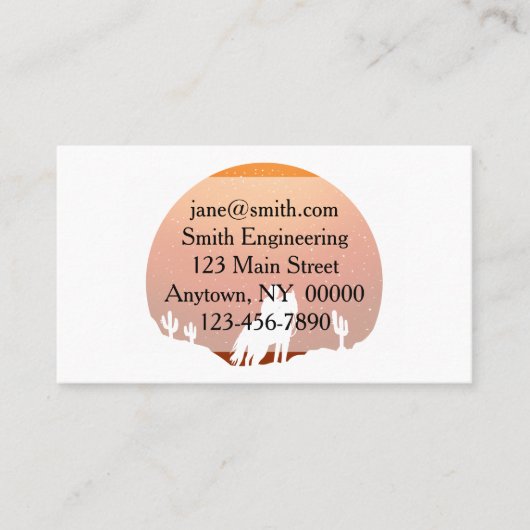 馬のワイルドウェストの夕日の風景を持つカウボーイ 名刺 (正面)