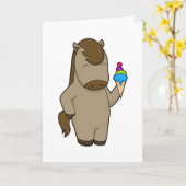 馬のワッフルアイスクリーム カード (黄色い花)