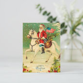 馬のヴィンテージのクリスマスの郵便はがきのサンタ シーズンポストカード (スタンド正面)